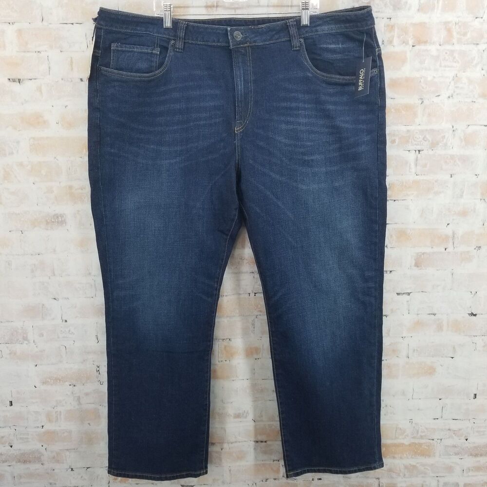 NWT Buffalo David Button‎ Relaxed Straight Driven Stretch Blue Denim 44 x 30